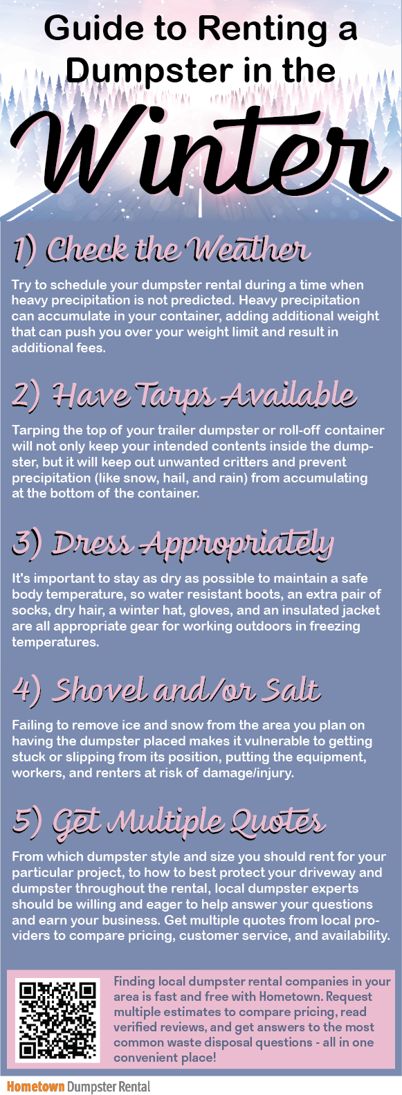 Guide to Renting a Dumpster in the Winter Infographic