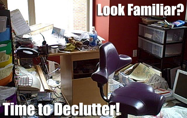 Messy house in need of decluttering